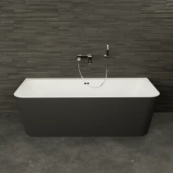 Spalina Baignoire semi-îlot murale Mint 160, noir mat, 160x75 cm, by