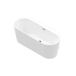 GoodHome Baignoire semi-îlot Nakina L. 180 cm x l. 80 cm blanc