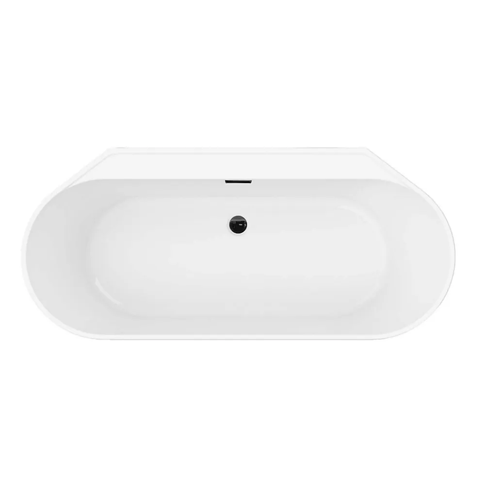 GoodHome Baignoire semi-îlot Nakina L. 150 cm x l. 75 cm noir