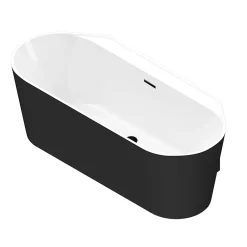 Baignoire Îlot|GoodHome Baignoire semi-îlot Nakina L. 160 cm x l. 75 cm noir