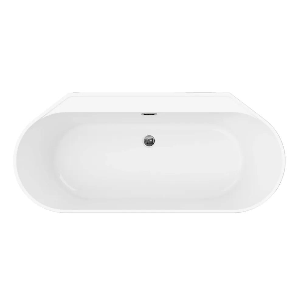 GoodHome Baignoire semi-îlot Nakina L. 170 cm x l. 75 cm blanc