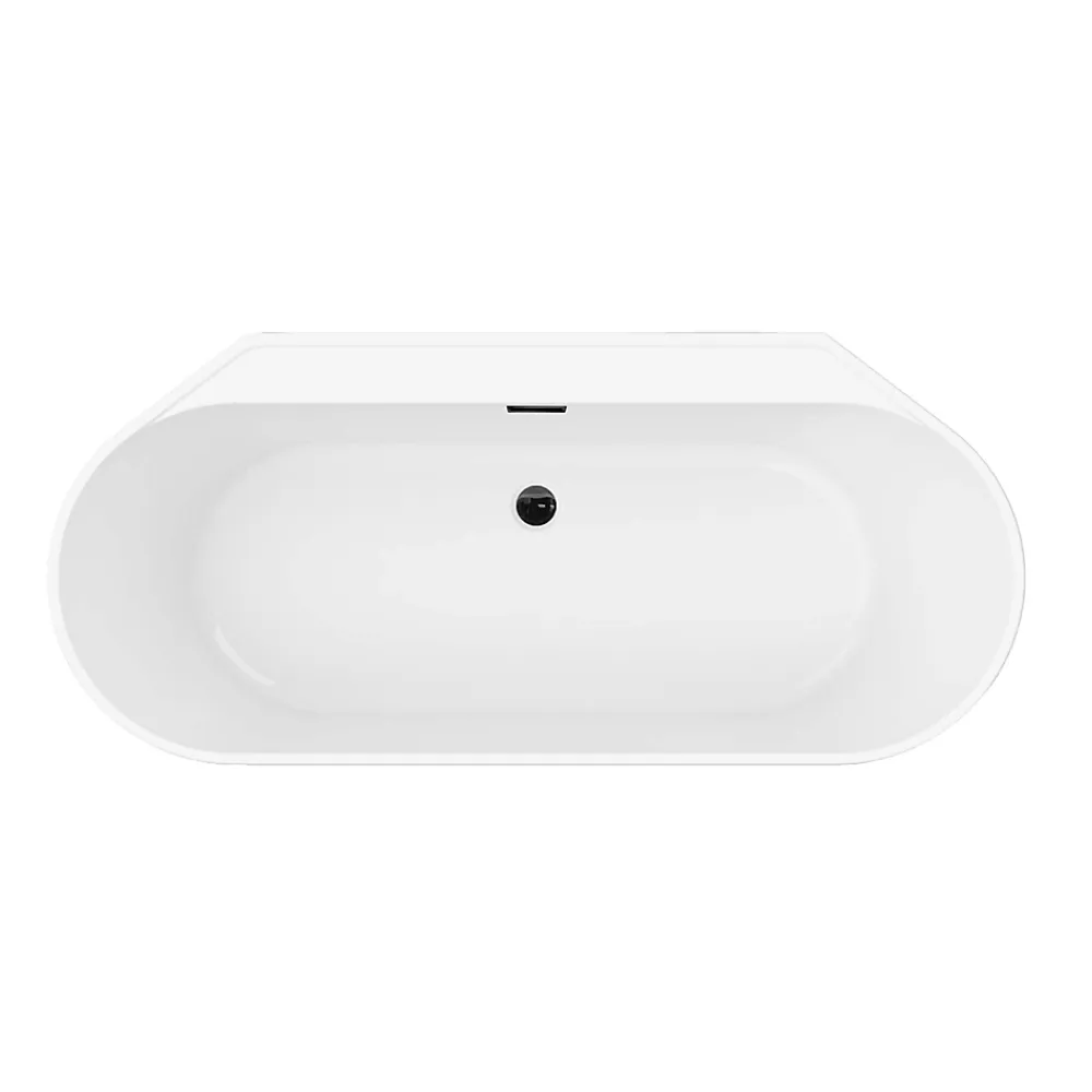 GoodHome Baignoire semi-îlot Nakina L. 170 cm x l. 75 cm noir
