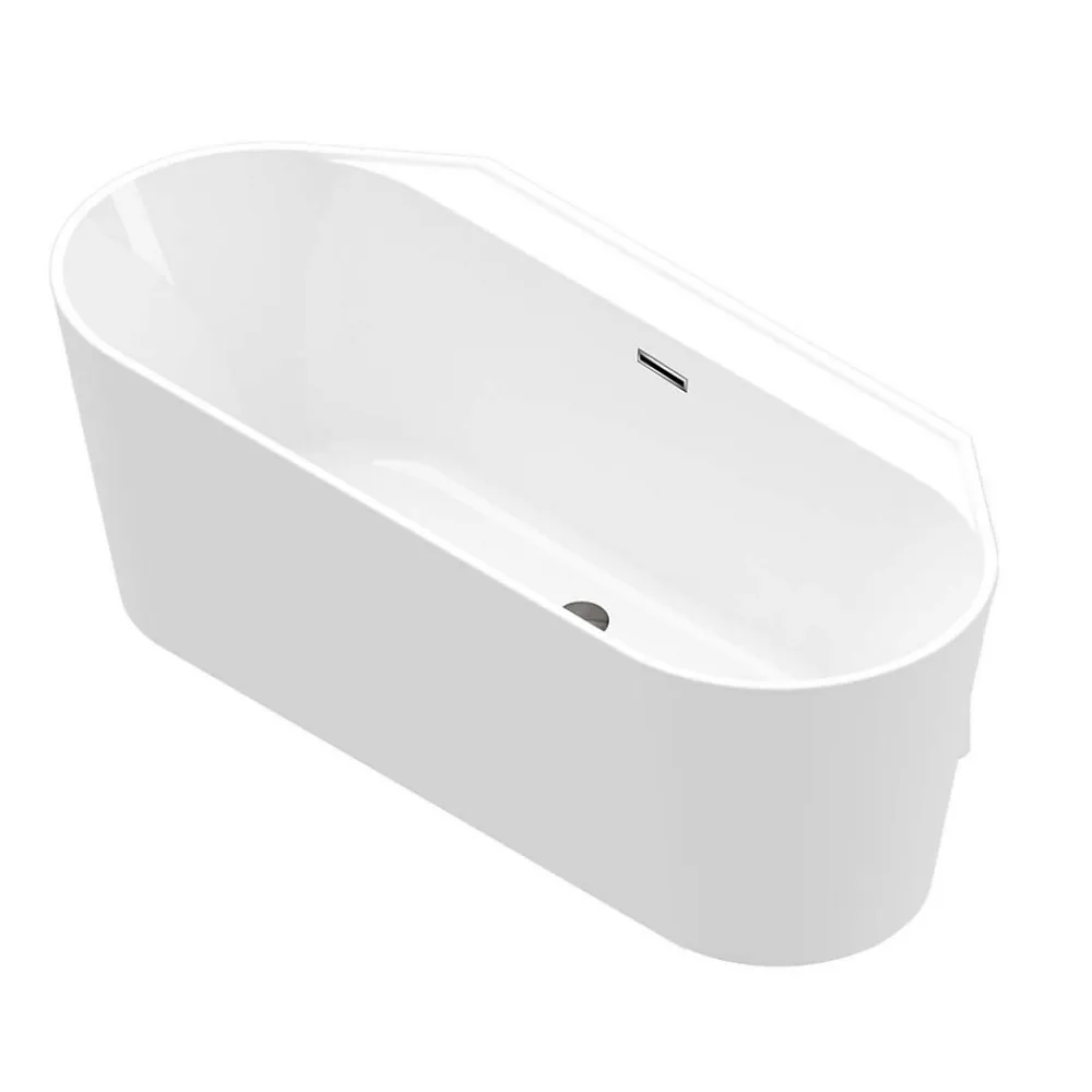 Baignoire Îlot|GoodHome Baignoire semi-îlot Nakina L. 150 cm x l. 75 cm blanc