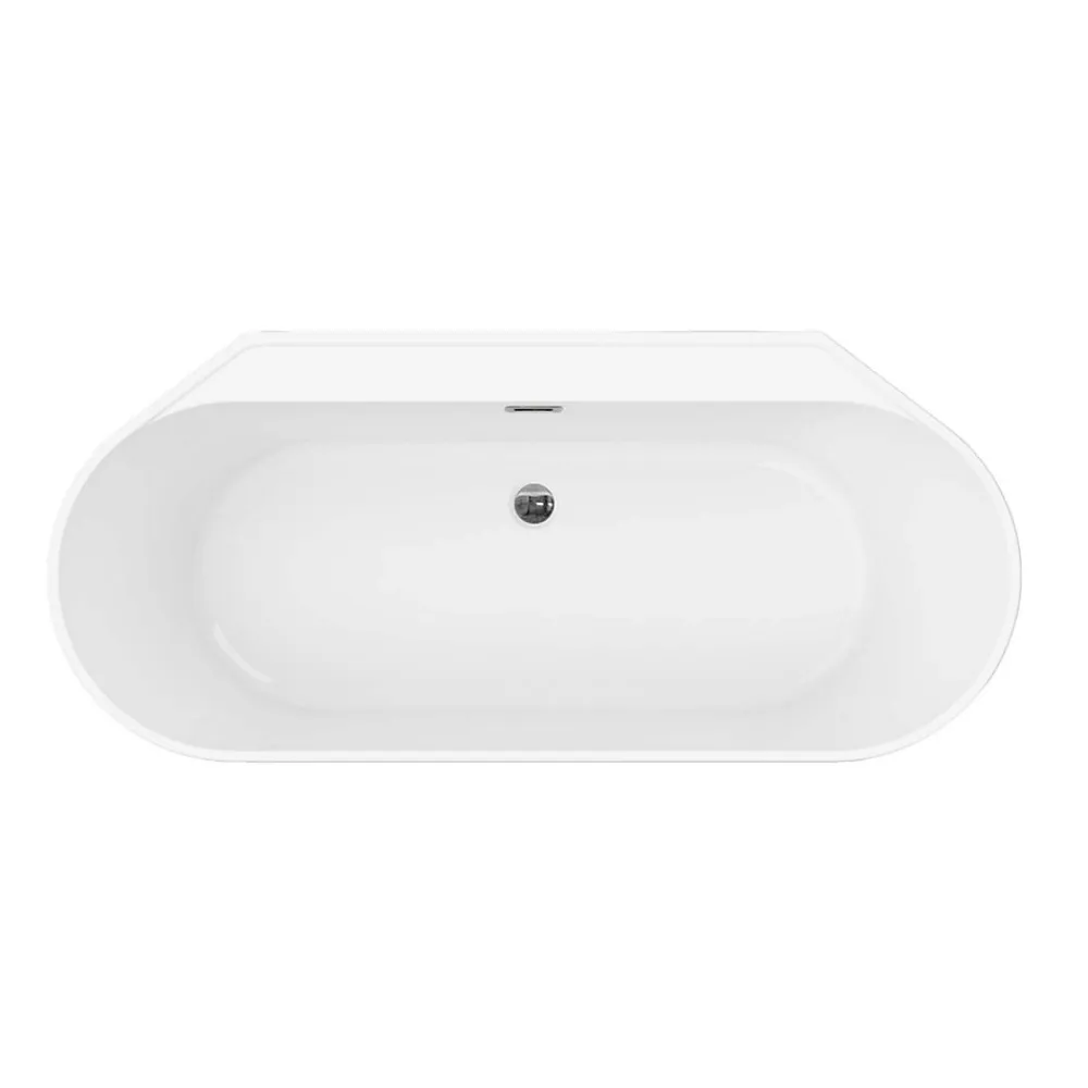 Baignoire Îlot|GoodHome Baignoire semi-îlot Nakina L. 160 cm x l. 75 cm gris