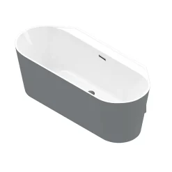 Baignoire Îlot|GoodHome Baignoire semi-îlot Nakina L. 160 cm x l. 75 cm gris