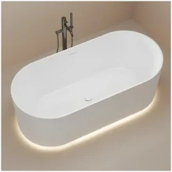 Baignoire Îlot|Mob-In Baignoire STRIA îlot striée en acrylique blanche 170cm