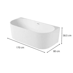 Mob-In Baignoire STRIA murale striée acrylique blanche 170cm