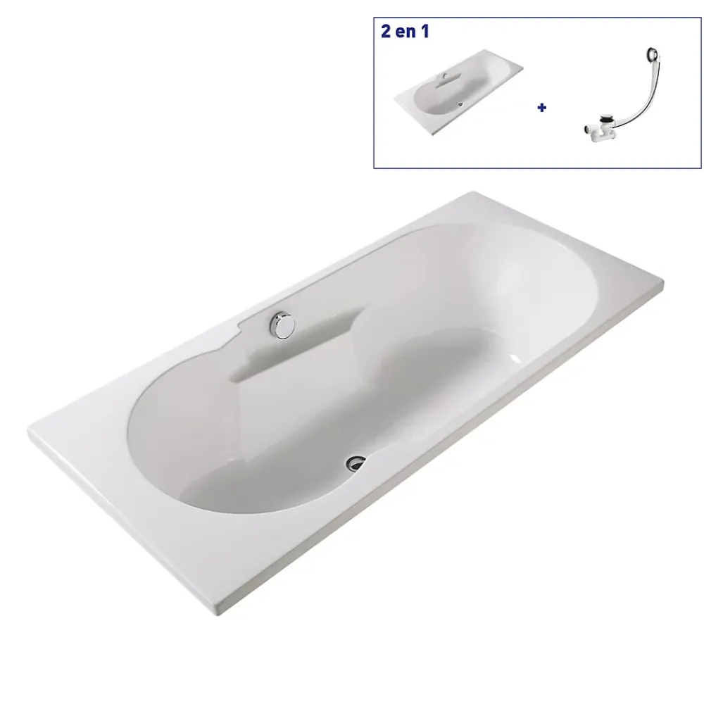 Baignoire Droite|Valentin Baignoire Zadig 180 x 80 cm sans tablier