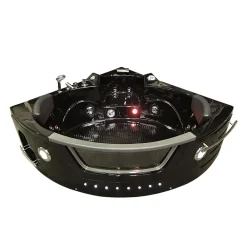 Baignoire Balnéo|Eliteshopping Bain à remous noir 150 x 150 cm Chromothérapie 12 jets Papaver