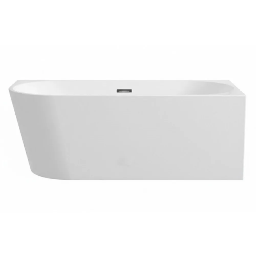 Balneo - baignoire îlot d'angle droite 150x75 cm AVOLA avec cache trop-plein et bonde anthracite