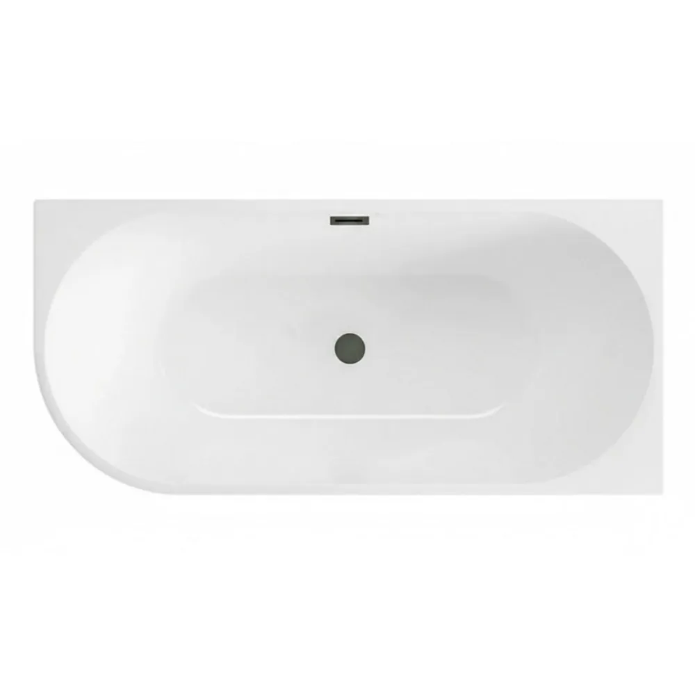 Balneo - baignoire îlot d'angle droite 150x75 cm AVOLA avec cache trop-plein et bonde anthracite