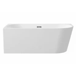 Baignoire Asymétrique|Balneo - baignoire îlot d'angle gauche 150x75 cm AVOLA avec cache trop-plein et bonde anthracite