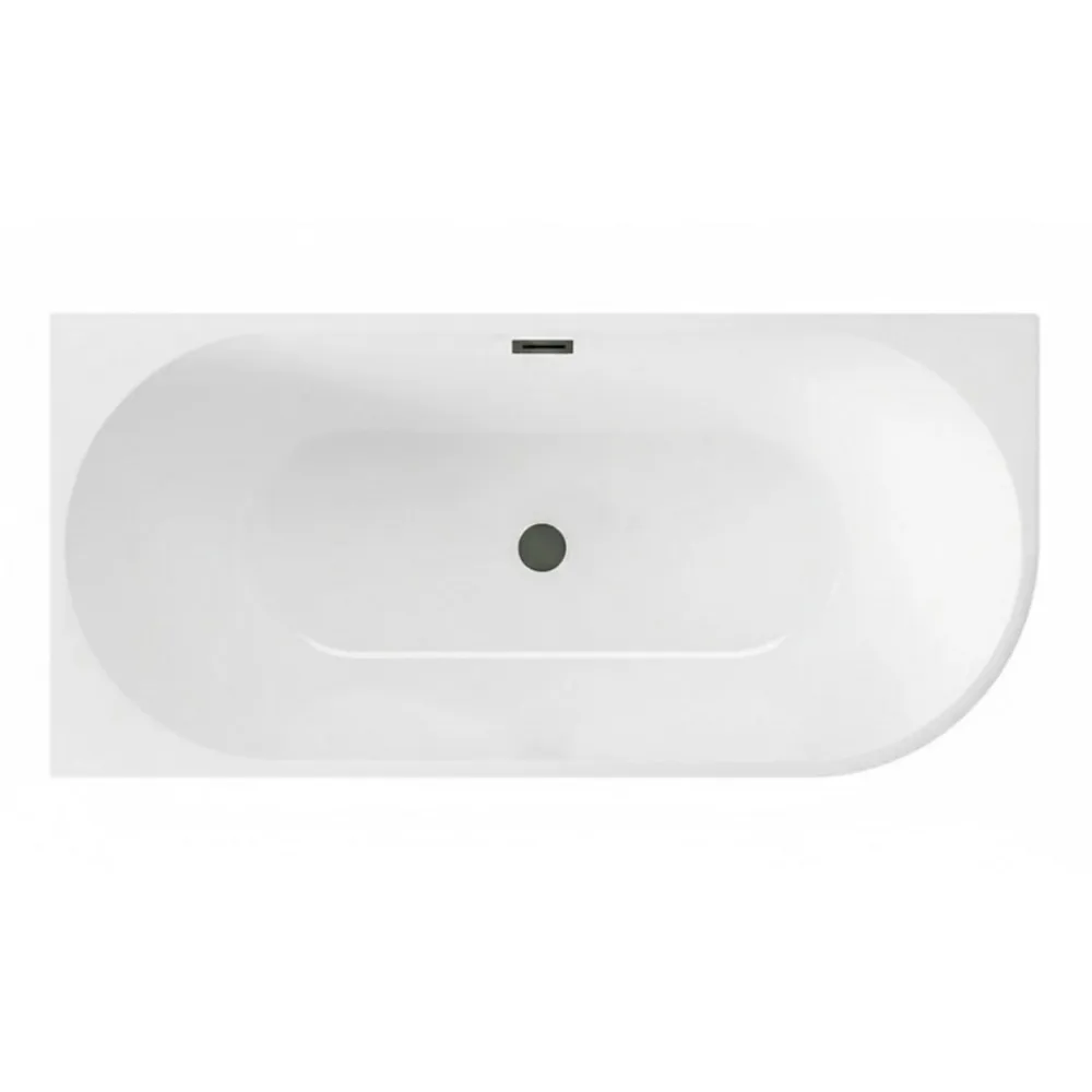 Baignoire Asymétrique|Balneo - baignoire îlot d'angle gauche 150x75 cm AVOLA avec cache trop-plein et bonde anthracite
