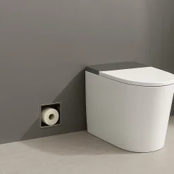 Balneo - range-papier toilette mural encastré WALL-BOX PAPER 3 Gun Metal gris - compartiment de salle de bain intégré dans le mur