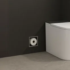 Balneo - range-papier toilette mural encastré WALL-BOX PAPER 3 Gun Metal gris - compartiment de salle de bain intégré dans le mur