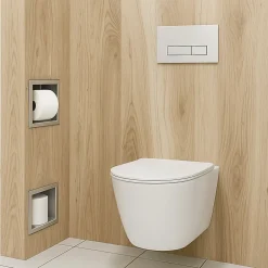 Etagère Salle De Bains|Balneo - range-papier toilette mural encastré WALL-BOX PAPER 2 Gun Metal gris - compartiment de salle de bain intégré dans le mur