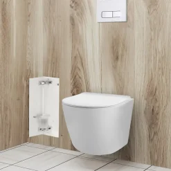 Etagère Salle De Bains|Balneo Armoire encastrée pour brosse WC gauche verre blanc 53,2cm