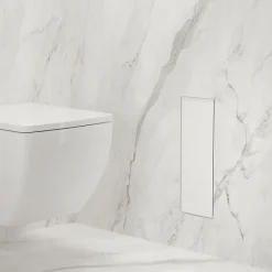 Etagère Salle De Bains|Balneo Armoire encastrée pour brosse WC gauche verre blanc 53,2cm