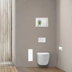 Etagère Salle De Bains|Balneo Armoire encastrée pour brosse WC gauche verre blanc 53,2cm
