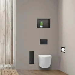 Balneo Armoire encastrée pour brosse WC gauche verre noir