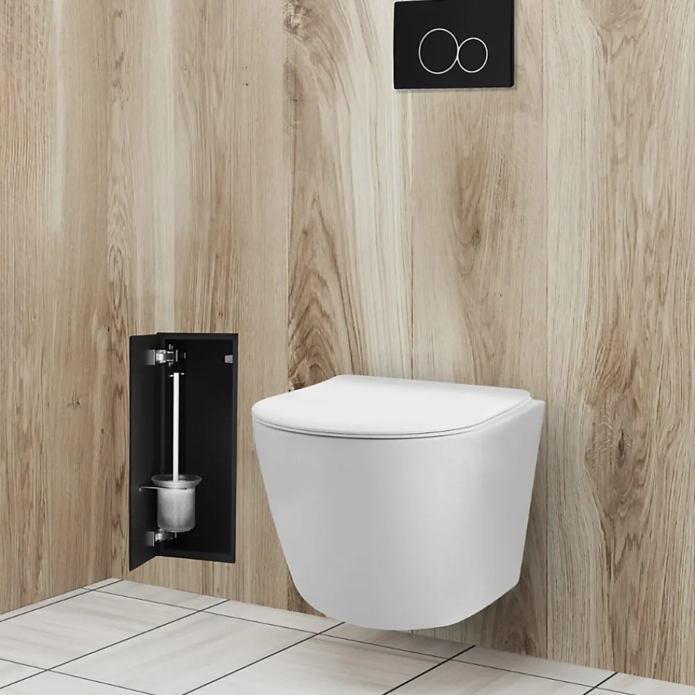 Balneo Armoire encastrée pour brosse WC gauche verre noir