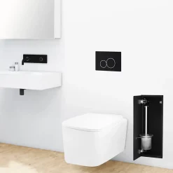 Balneo Armoire encastrée pour brosse WC gauche verre noir