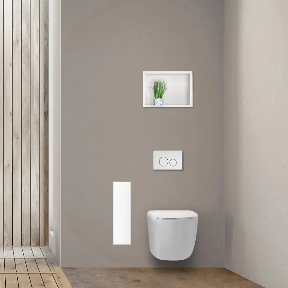 Balneo Armoire encastrée pour brosse WC gauche verre blanc 68,2cm