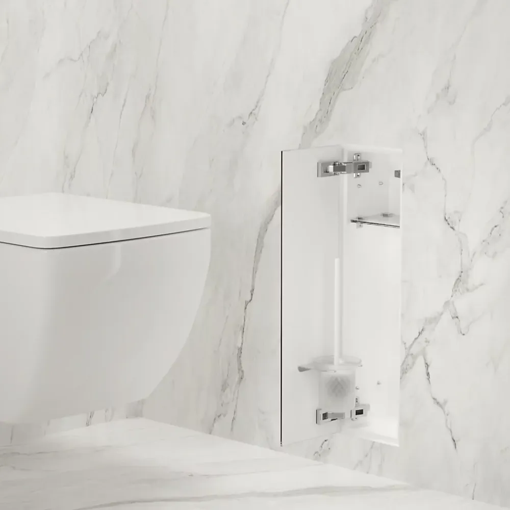 Balneo Armoire encastrée pour brosse WC gauche verre blanc 68,2cm