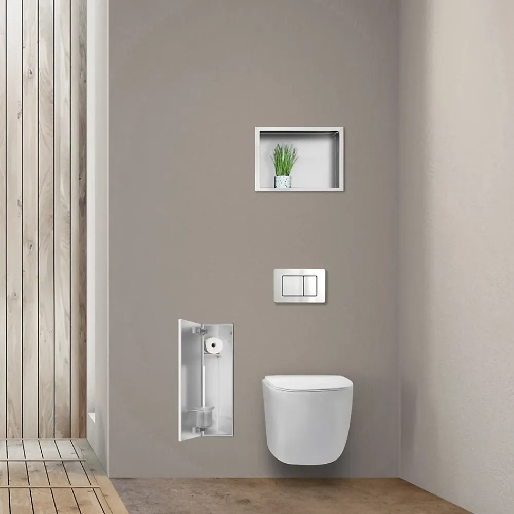 Balneo Armoire encastrée sous carrelage pour brosse WC gauche 68,2cm