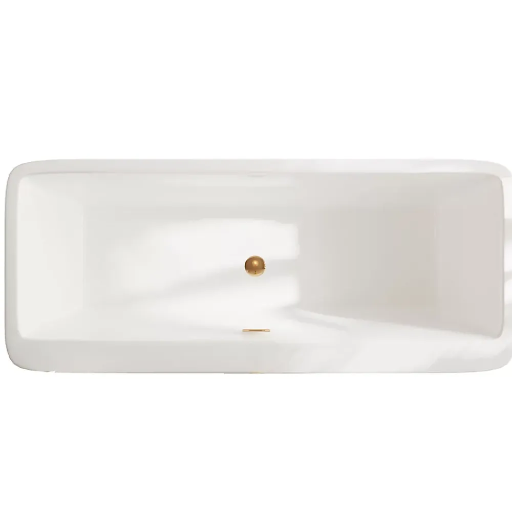 Balneo Baignoire autoportante 170x80cm, rectangulaire, accessoires cuivre, Acrylique thermoformé 3.5mm, avec pieds réglables, ROMA