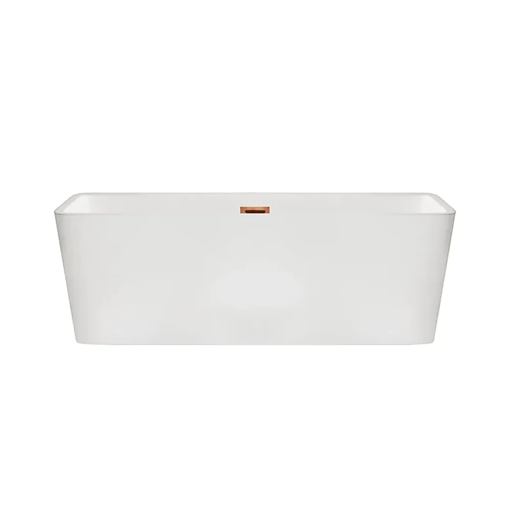 Balneo Baignoire autoportante 170x80cm, rectangulaire, accessoires cuivre, Acrylique thermoformé 3.5mm, avec pieds réglables, ROMA