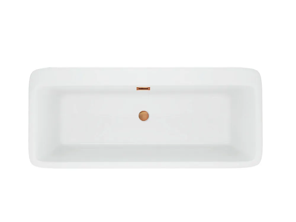 Balneo Baignoire autoportante 170x80cm, rectangulaire, accessoires cuivre, Acrylique thermoformé 3.5mm, avec pieds réglables, ROMA