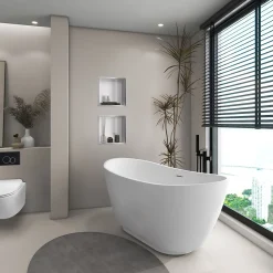 Baignoire Îlot|Balneo Baignoire autoportante 170x72cm, accessoires inox, Acrylique thermoformé 3.5mm, avec pieds réglables, PARMA