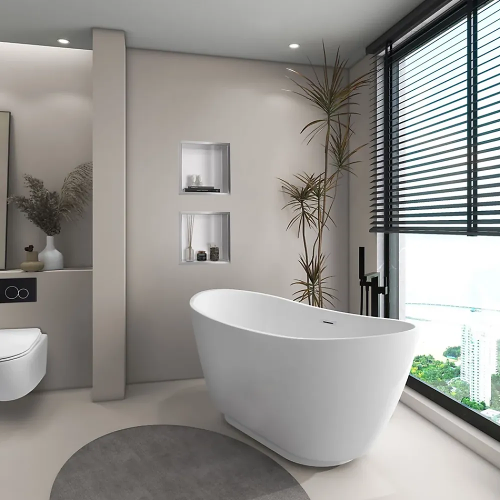 Baignoire Îlot|Balneo Baignoire autoportante 170x72cm, accessoires inox, Acrylique thermoformé 3.5mm, avec pieds réglables, PARMA