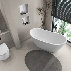 Baignoire Îlot|Balneo Baignoire autoportante 170x72cm, accessoires inox, Acrylique thermoformé 3.5mm, avec pieds réglables, PARMA
