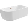 Baignoire Asymétrique|Balneo Baignoire semi-îlot Murale 170x80cm droite, accessoires cuivre, Acrylique thermoformé 3.5mm, avec pieds réglables, AVOLA
