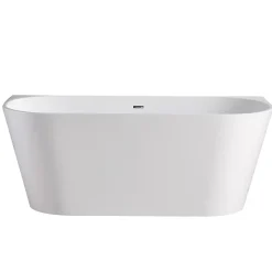 Balneo Baignoire semi-îlot Murale 150x75cm, accessoires inox, Acrylique thermoformé 3.5mm, avec pieds réglables, VIVA
