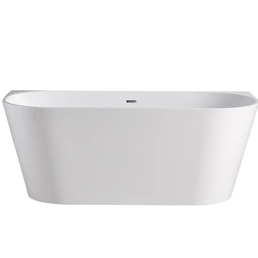 Balneo Baignoire semi-îlot Murale 150x75cm, accessoires inox, Acrylique thermoformé 3.5mm, avec pieds réglables, VIVA