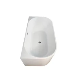 Balneo Baignoire semi-îlot Murale 150x75cm, accessoires inox, Acrylique thermoformé 3.5mm, avec pieds réglables, VIVA
