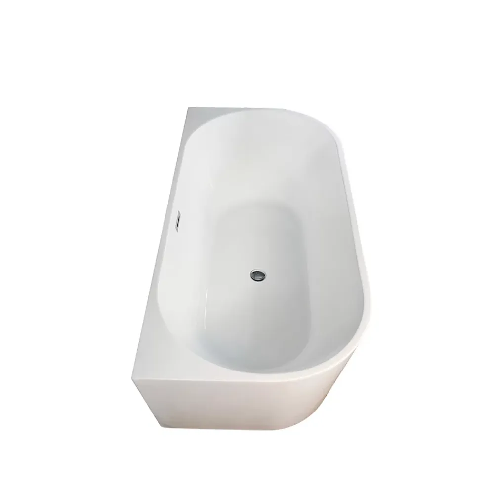 Balneo Baignoire semi-îlot Murale 150x75cm, accessoires inox, Acrylique thermoformé 3.5mm, avec pieds réglables, VIVA