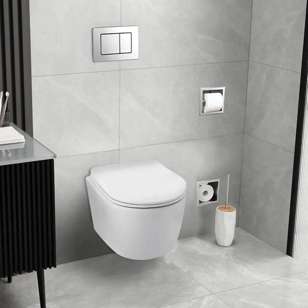Balneo Cuvette WC suspendue LUXA blanche Tornado avec abattant à fermeture ralentie