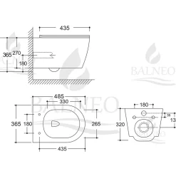 Balneo Cuvette WC suspendue LUXA blanche Tornado avec abattant à fermeture ralentie