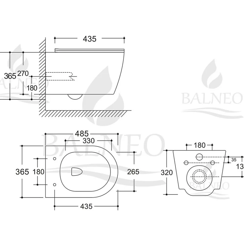 Balneo Cuvette WC suspendue LUXA blanche Tornado avec abattant à fermeture ralentie