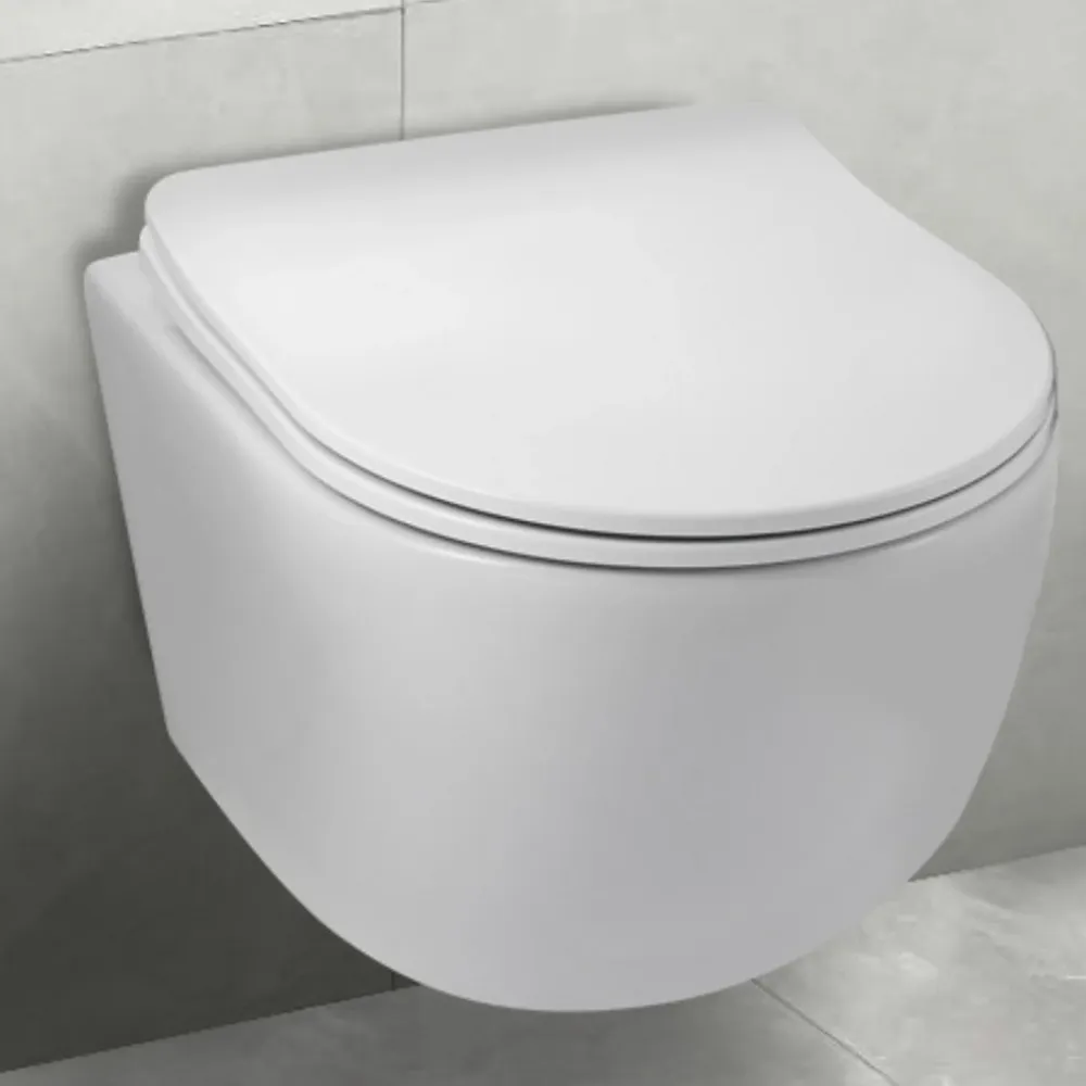 Wc Suspendu|Balneo Cuvette WC suspendue LUNA blanche Tornado avec abattant à fermeture ralentie