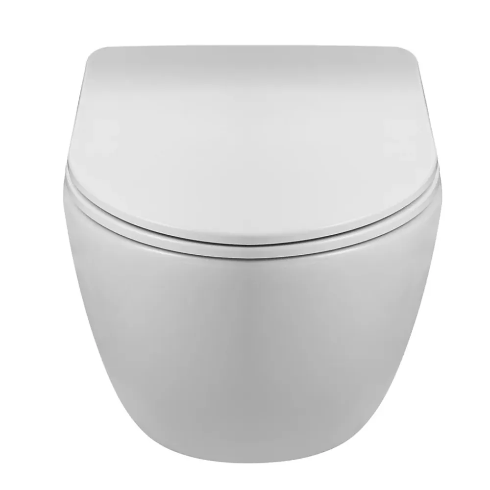 Wc Suspendu|Balneo Cuvette WC suspendue LUNA blanche Tornado avec abattant à fermeture ralentie