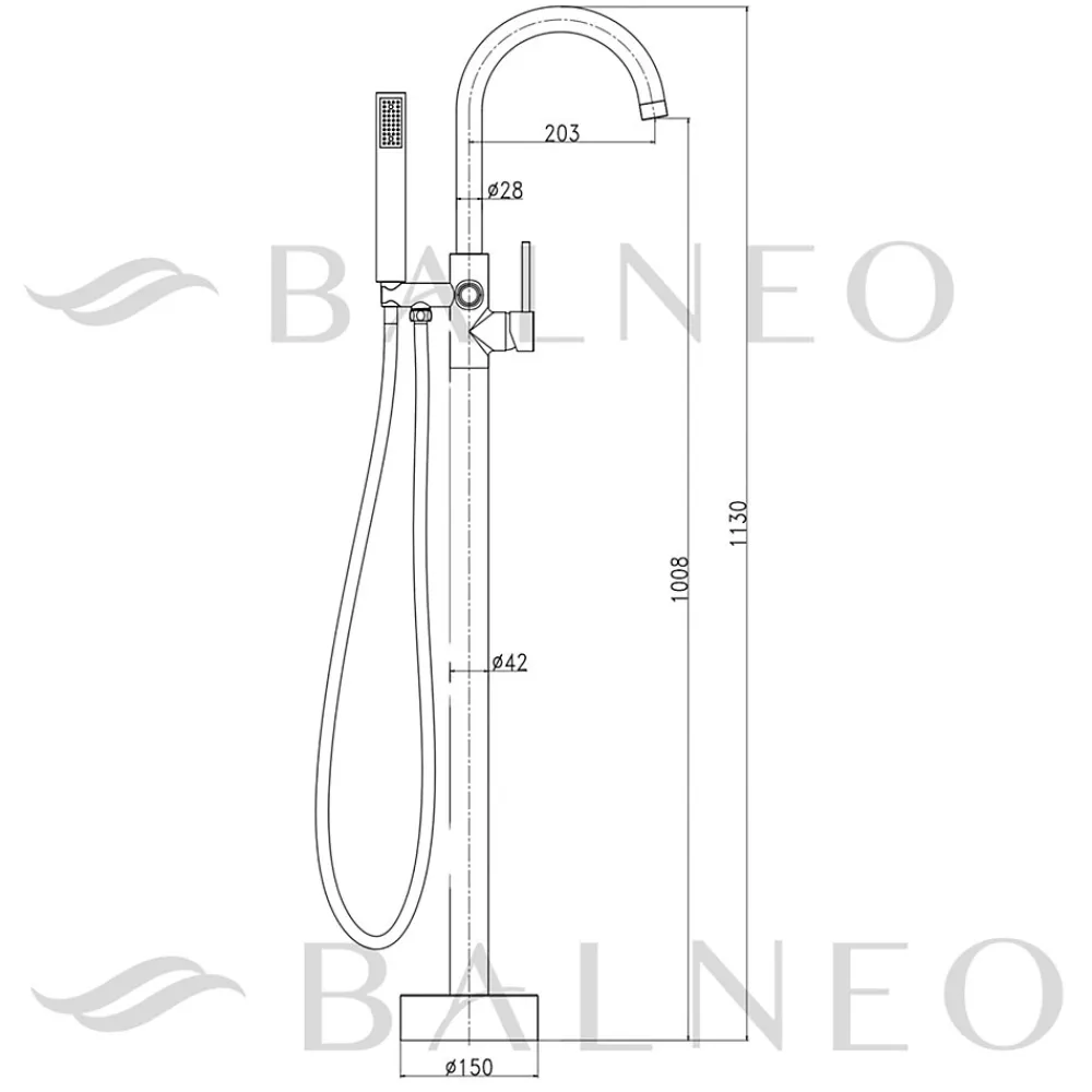 Colonne De Baignoire|Balneo Robinet de baignoire autoportant or brillant Acier inoxydable - Mitigeur sur pied pour baignoire CASCADE