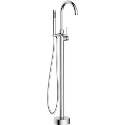 Balneo Robinet de baignoire autoportant argent Acier inoxydable - Mitigeur sur pied pour baignoire CASCADE CHROME