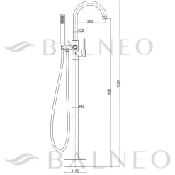 Balneo Robinet de baignoire autoportant noir Acier inoxydable - Mitigeur sur pied pour baignoire CASCADE