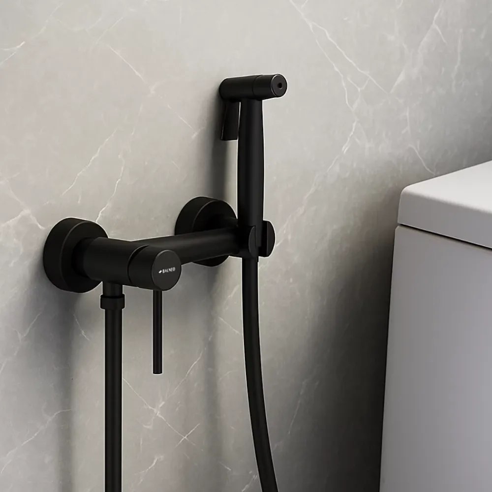 Robinet De Bidet|Balneo Robinet de bidet noir Acier inoxydable - Mitigeur de bidet CASCADE