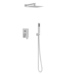 Colonne De Douche Mécanique|Balneo Système de douche avec pommeau de pluie argent brossé Acier inoxydable - Mitigeur de douche avec douchette CASCADE INOX